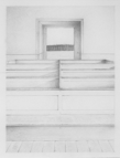 Silent Pews, 2015, 44 x 32 cm, graphite on Stonehenge paper