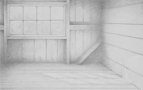 Under The Loft, 2011, 25 x 40 cm, graphite on Stonehenge paper